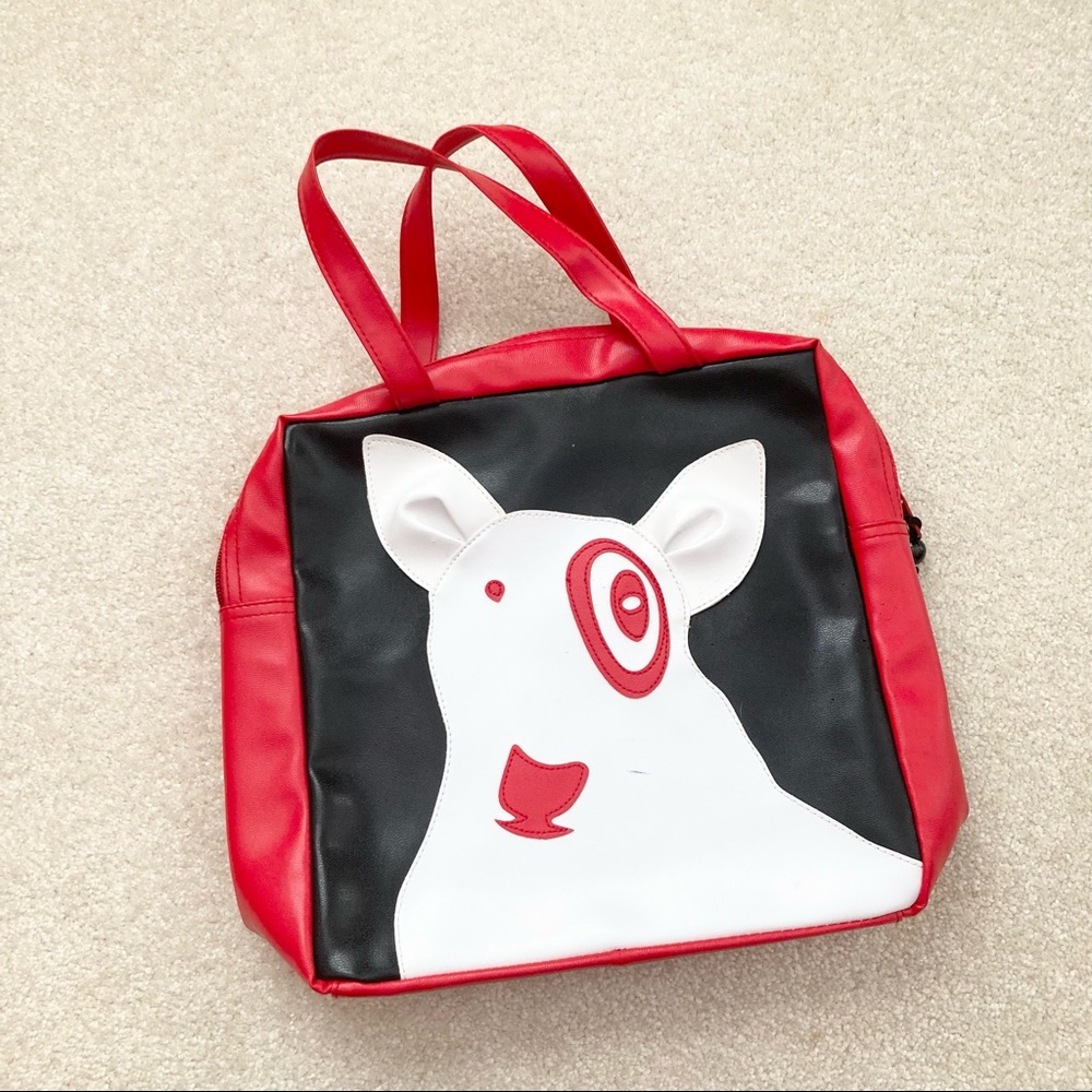 Target bullseye purse bag red dog black embroidered 2012 leather terrier
